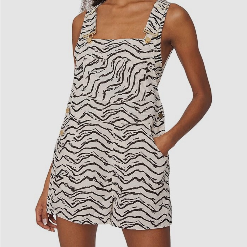 WeWoreWhat Black and White Zebra Print Overalls